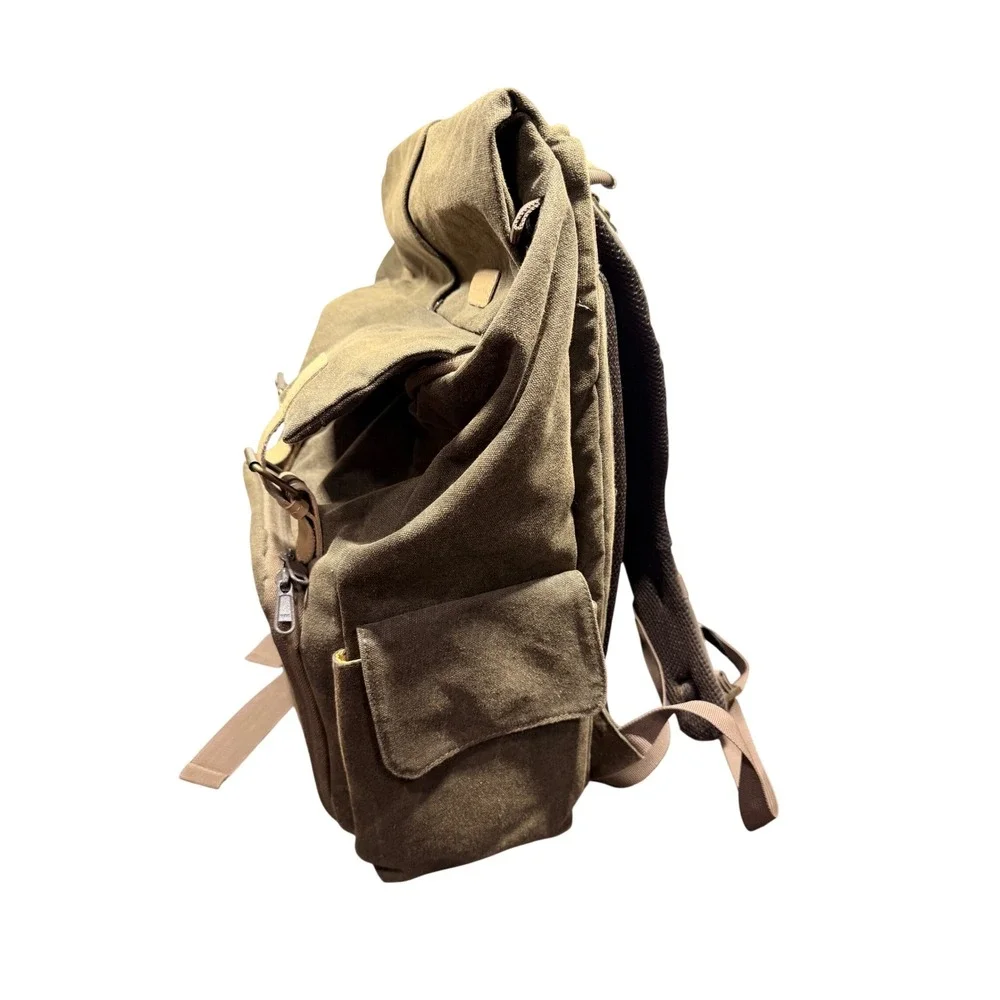 Peacechaos Canvas Camera Backpack Vintage Style‎ Army Green